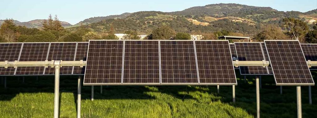 solar panels, a source of solar energy.